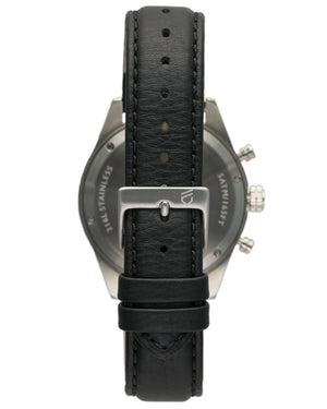 Italian leather watch strap with silver engraved buckle