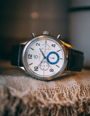 The Chrono - Heat Steel Blue on Pearl White Watch